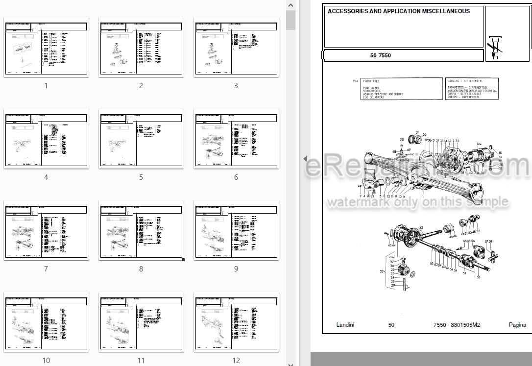 Photo 3 - Landini 7550 Parts Catalog Tractor 3301505M2