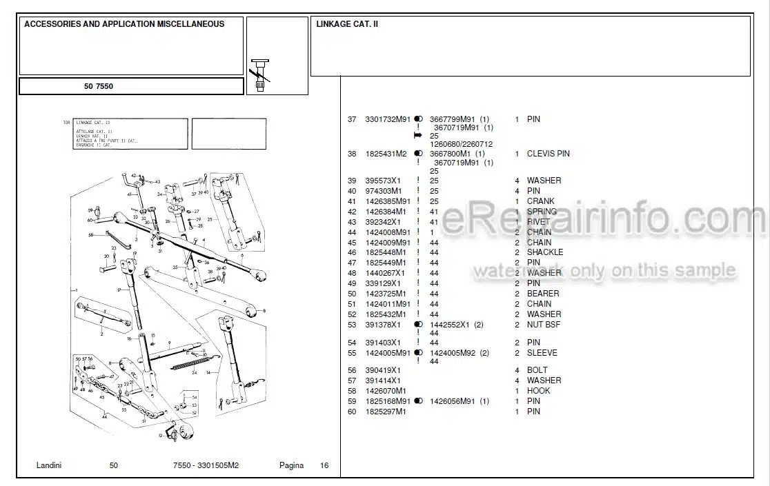 Photo 7 - Landini 7550 Parts Catalog Tractor 3301505M2