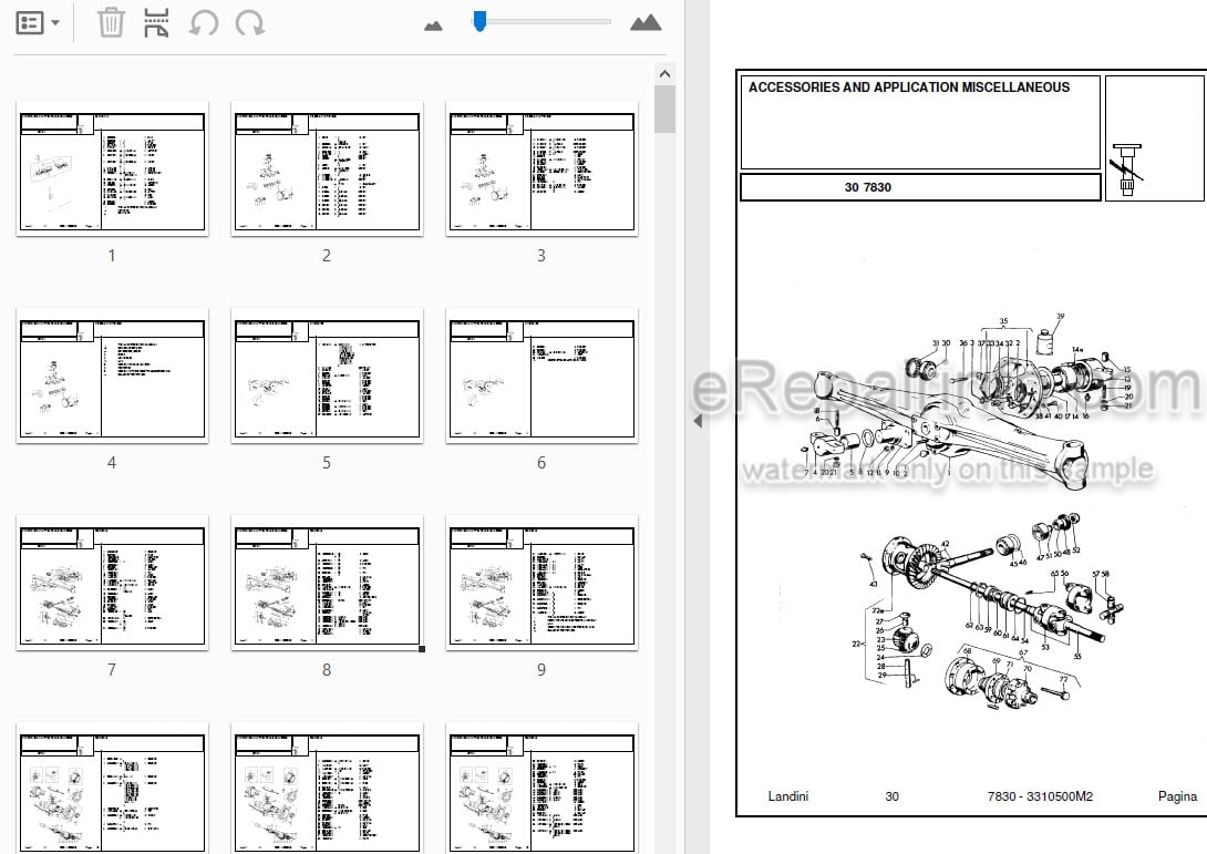 Photo 3 - Landini 7830 Parts Catalog Tractor 3310500M2