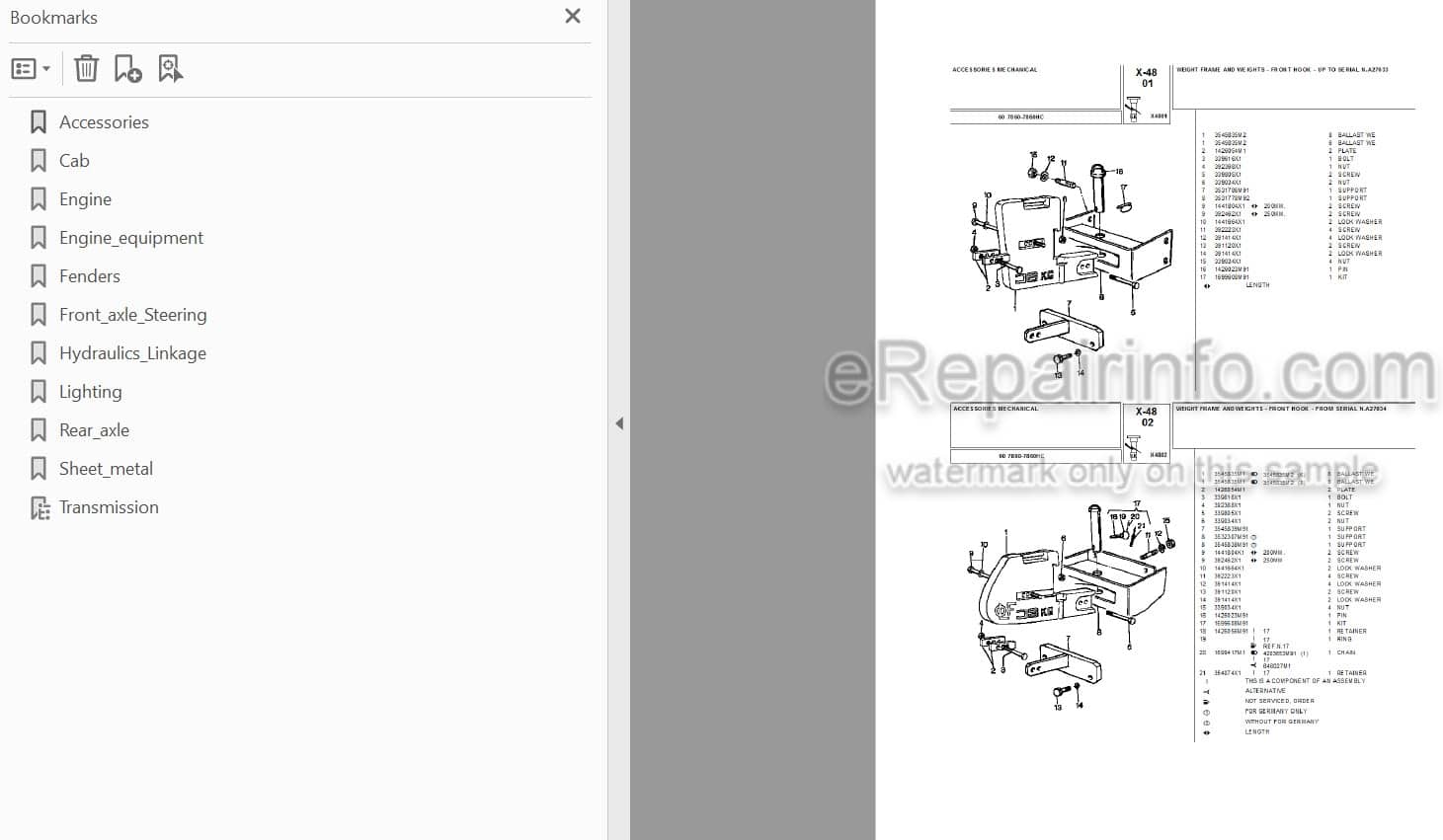 Photo 3 - Landini 7860 7860HC Parts Catalog Tractor