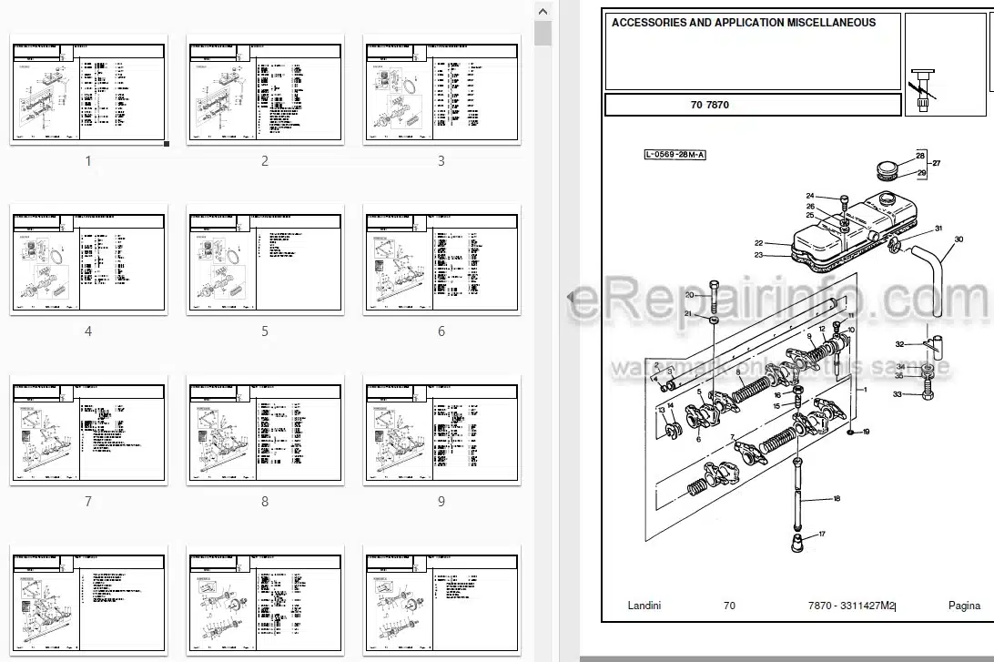 Photo 3 - Landini 7870 Parts Catalog Tractor 3311427M2