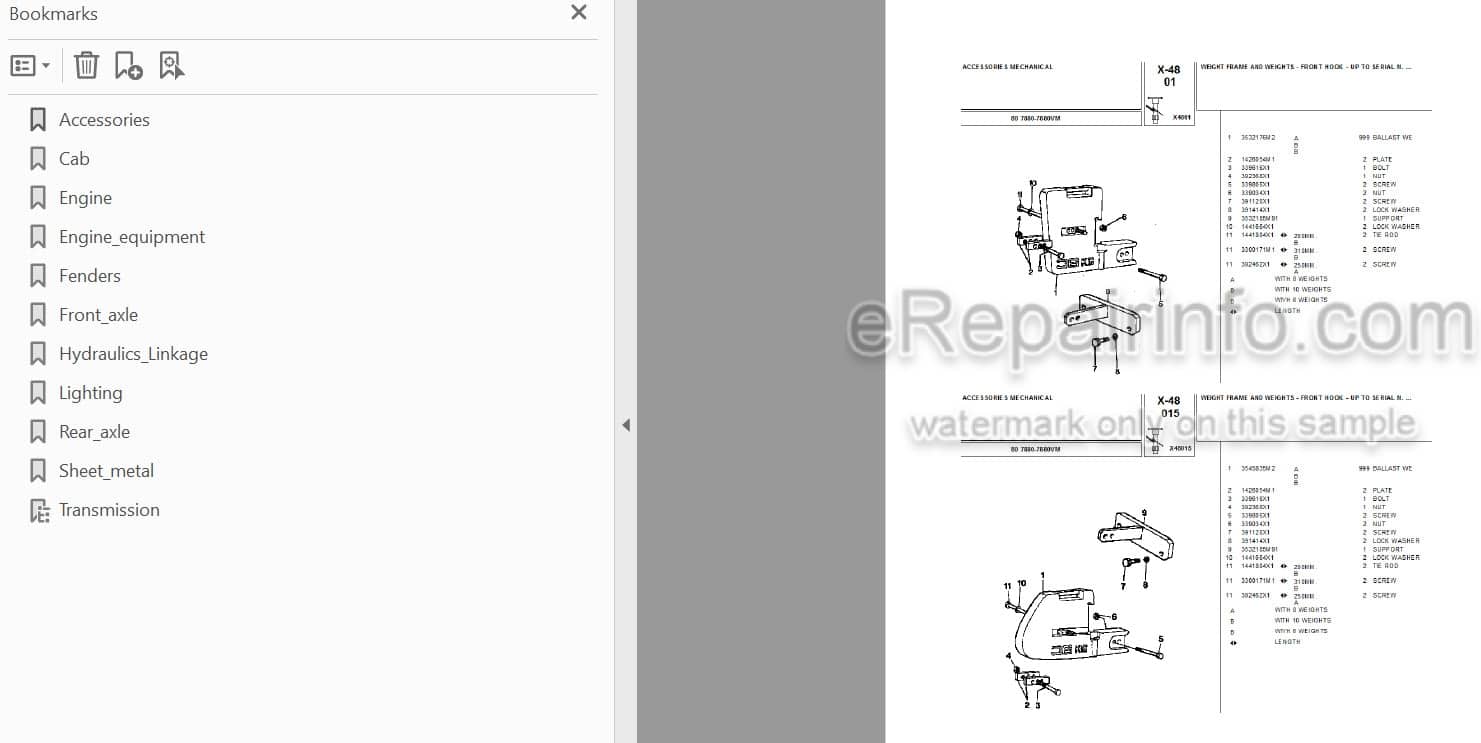 Photo 3 - Landini 7880 7880VM Parts Catalog Tractor