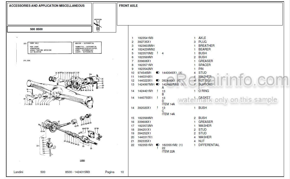 Photo 5 - Landini 8550 Parts Catalog Tractor 3301504M3
