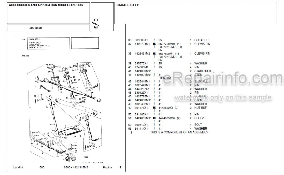 Photo 4 - Landini 8500 Parts Catalog Tractor 1424315M3