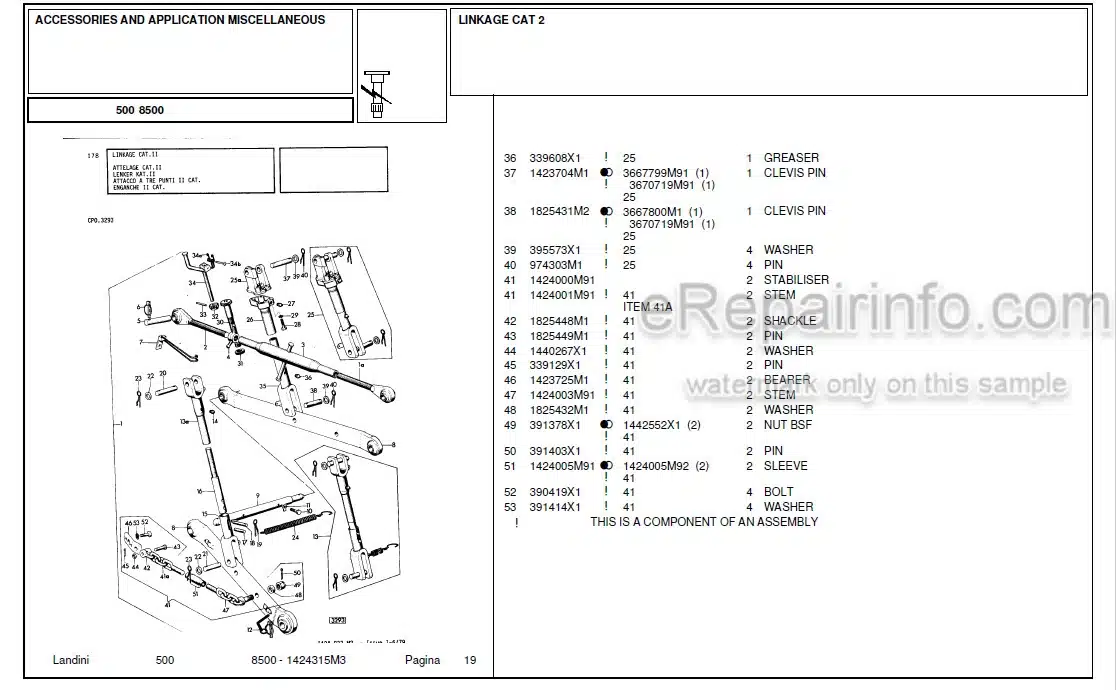 Photo 4 - Landini 8500 Parts Catalog Tractor 1424315M3