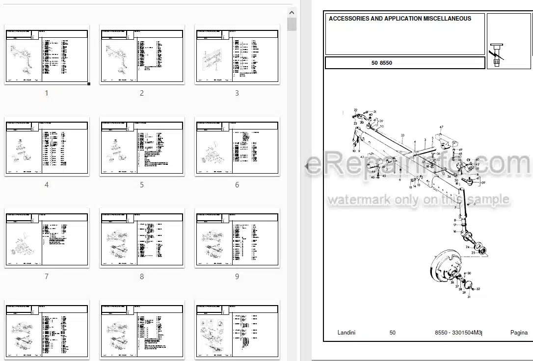 Photo 3 - Landini 8550 Parts Catalog Tractor 3301504M3