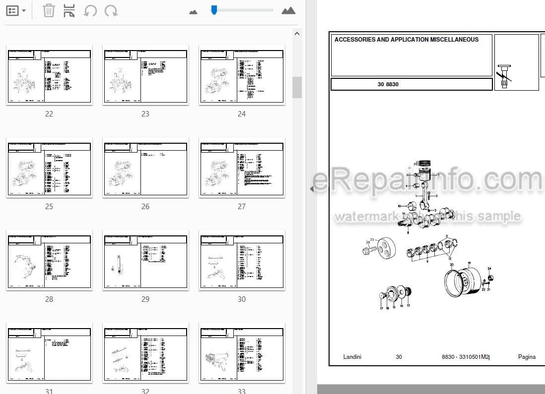 Photo 3 - Landini 8830 Parts Catalog Tractor 3310501M2