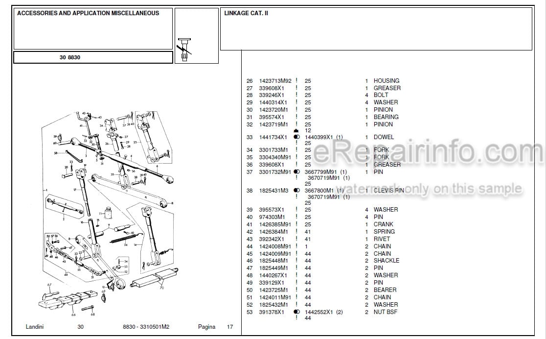 Photo 6 - Landini 8550 Parts Catalog Tractor 3301504M3