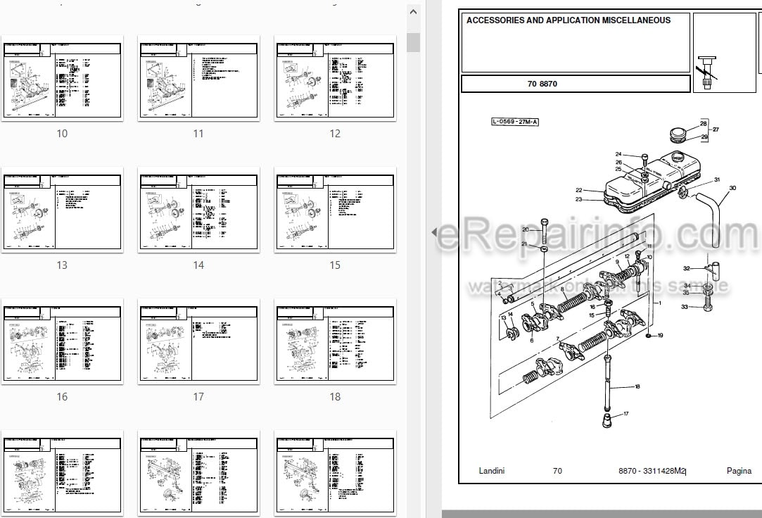 Photo 3 - Landini 8870 Parts Catalog Tractor 3311428M2