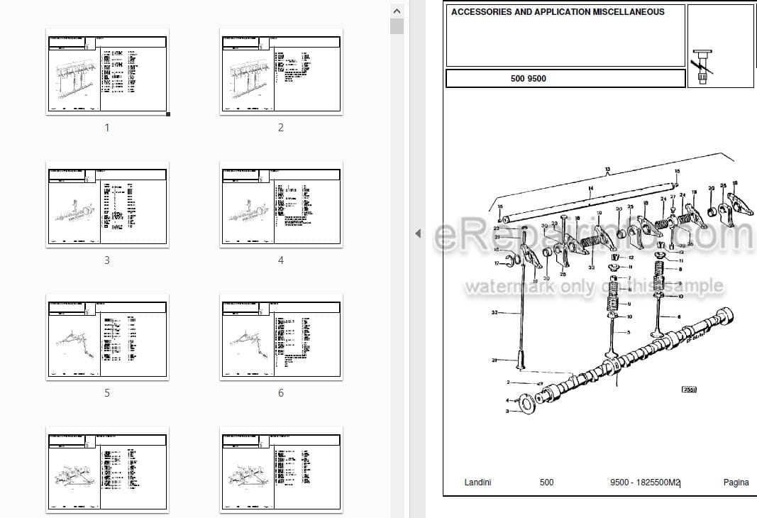 Photo 3 - Landini 9500 Parts Catalog Tractor 1825500M2