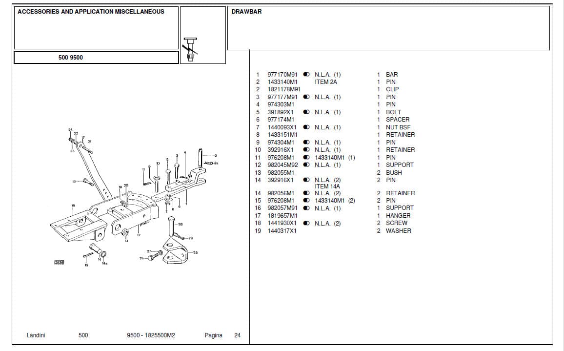 Photo 12 - Landini 9500 Parts Catalog Tractor 1825500M2