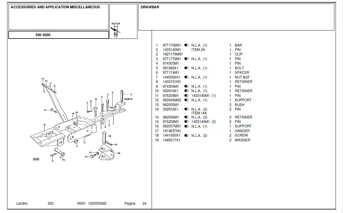 Photo 12 - Landini 9500 Parts Catalog Tractor 1825500M2