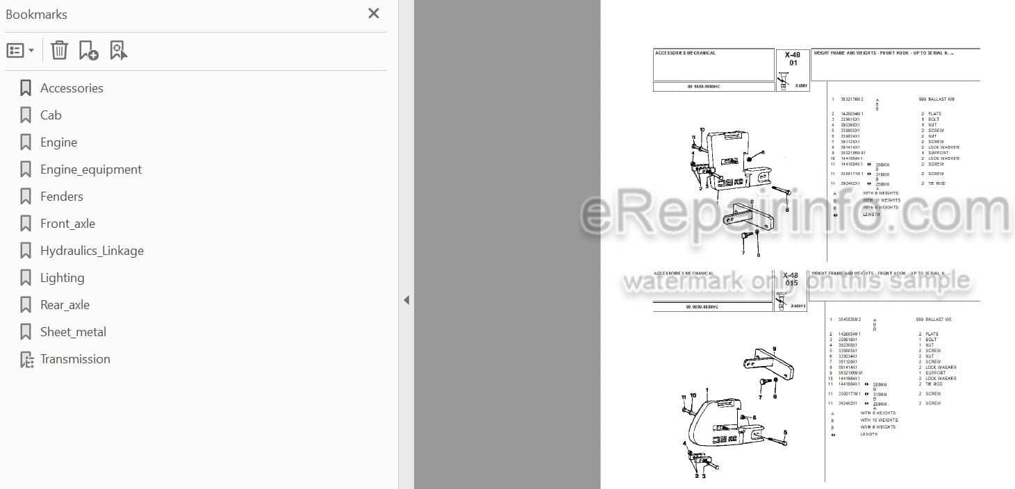 Photo 3 - Landini 9880 9880HC Parts Catalog Tractor