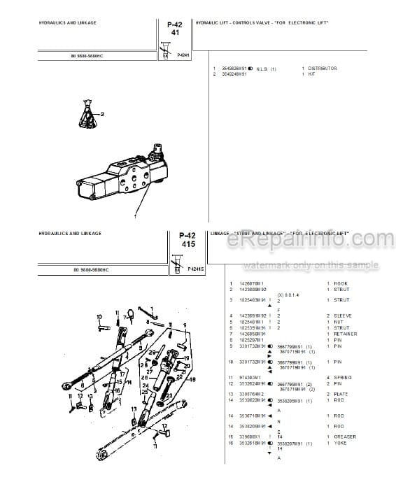 Photo 4 - Landini 9880 9880HC Parts Catalog Tractor