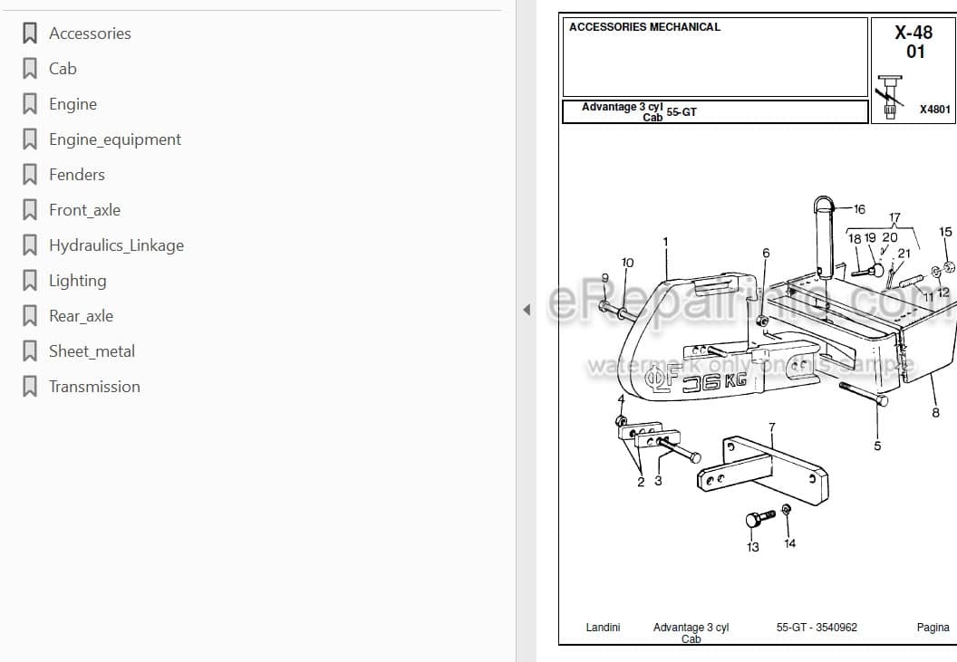 Photo 3 - Landini Advantage 55GT Parts Catalog Tractor 3540962