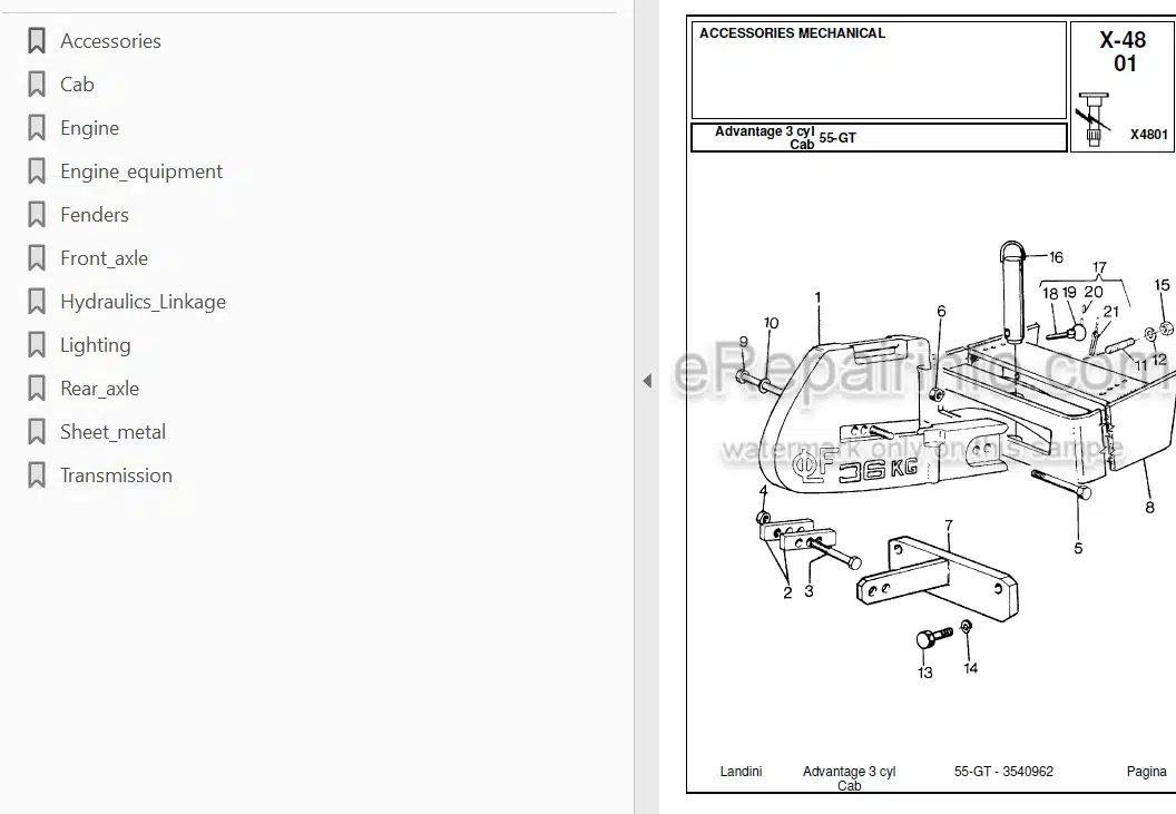 Photo 3 - Landini Advantage 55GT Parts Catalog Tractor 3540962