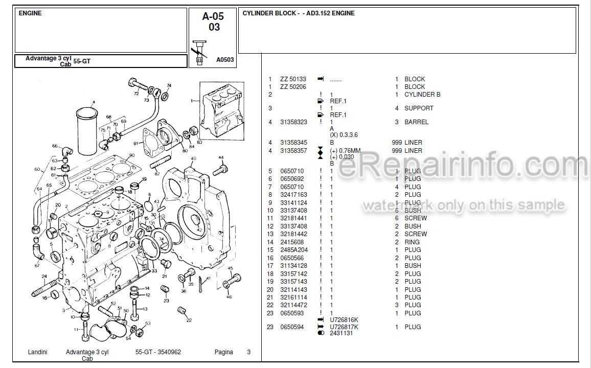 Photo 5 - Landini Advantage 55L Parts Catalog Tractor 3540960
