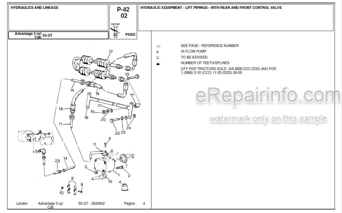 Photo 4 - Landini Advantage 55GT Parts Catalog Tractor 3540962