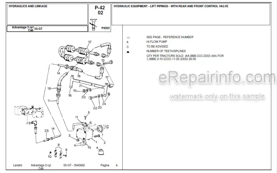 Photo 4 - Landini Advantage 55GT Parts Catalog Tractor 3540962