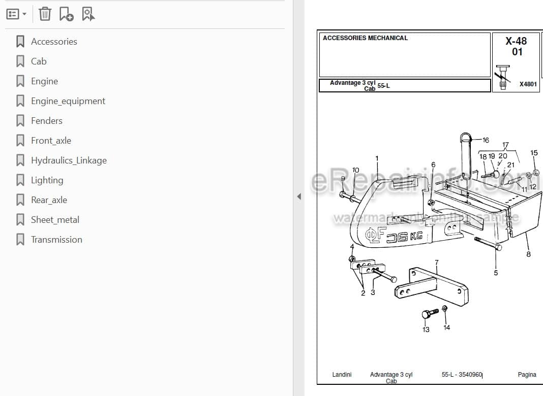 Photo 3 - Landini Advantage 55L Parts Catalog Tractor 3540960