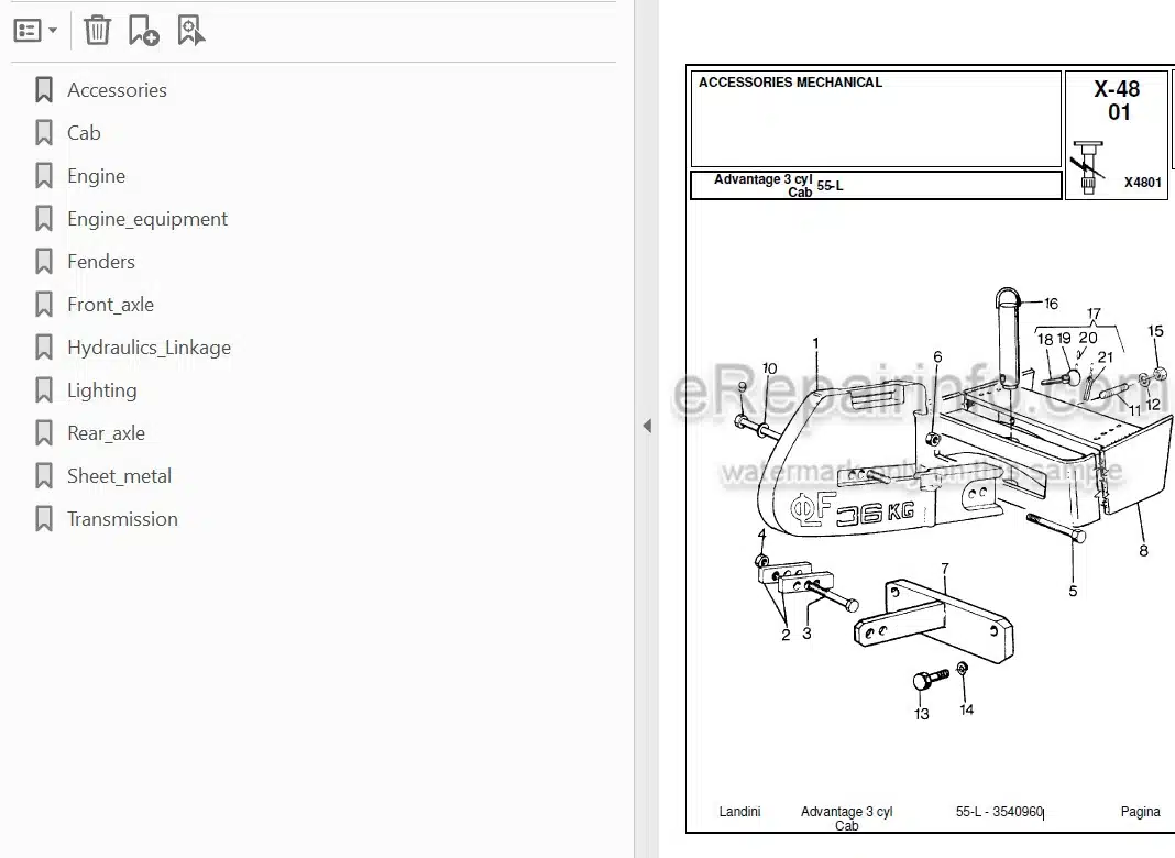 Photo 3 - Landini Advantage 55L Parts Catalog Tractor 3540960