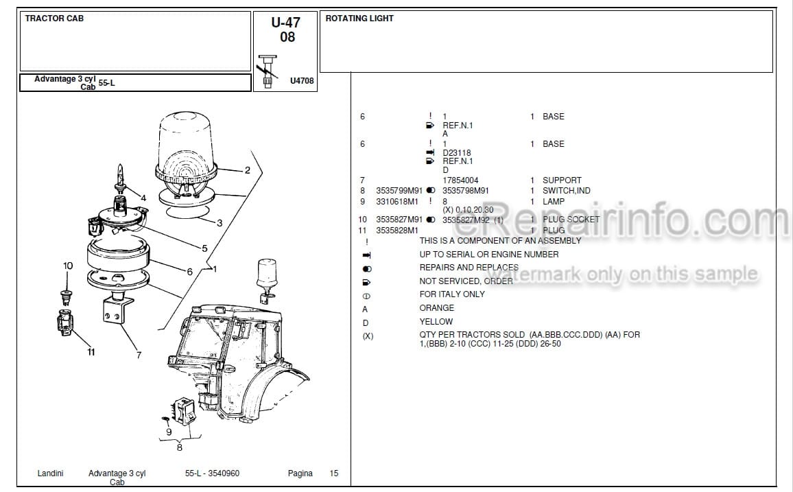 Photo 1 - Landini Advantage 55L Parts Catalog Tractor 3540960
