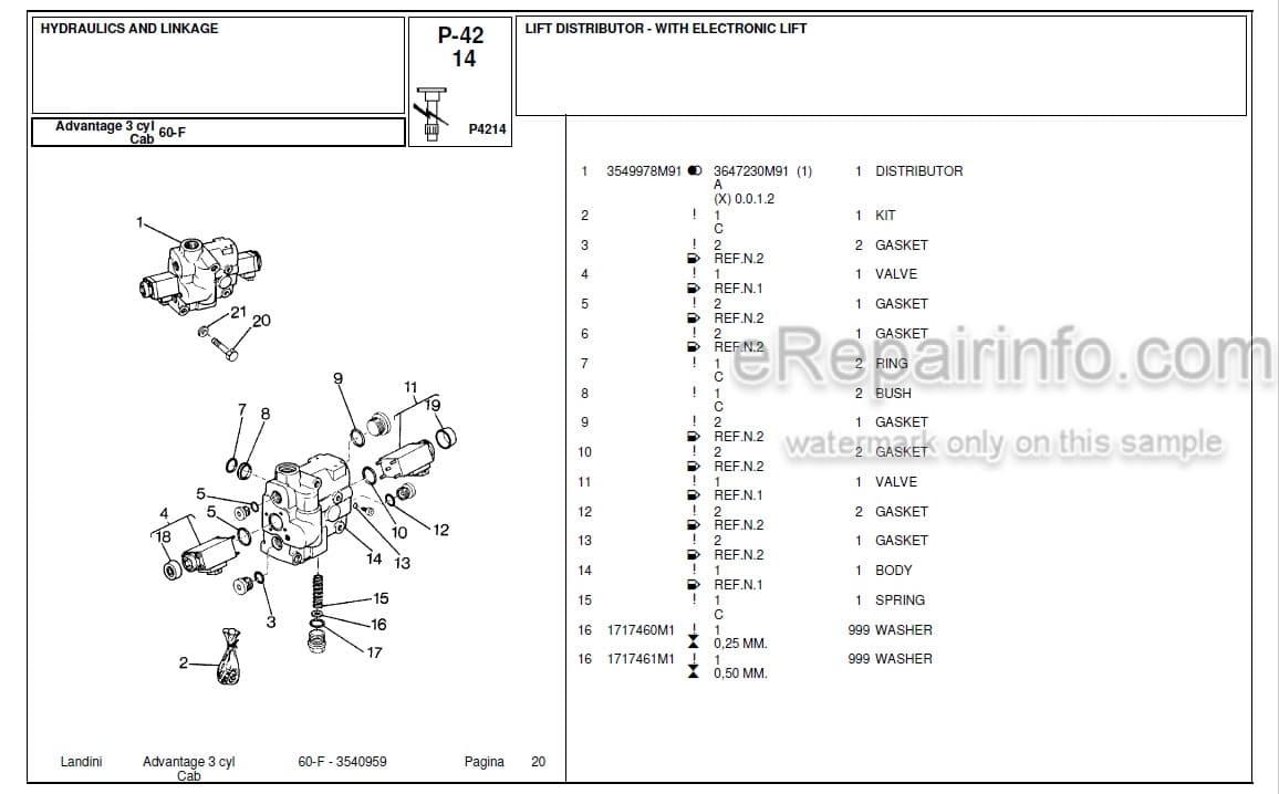 Photo 4 - Landini Advantage 60F Parts Catalog Tractor 3540959