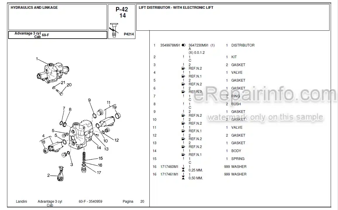 Photo 4 - Landini Advantage 60F Parts Catalog Tractor 3540959