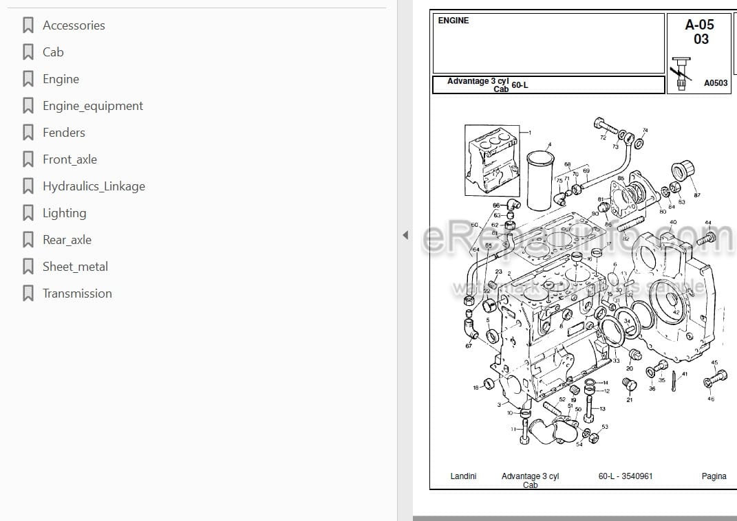 Photo 3 - Landini Advantage 60L Parts Catalog Tractor 3540961