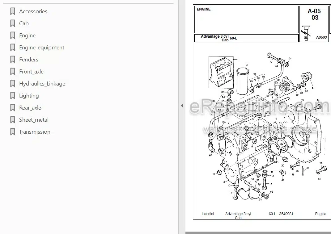 Photo 3 - Landini Advantage 60L Parts Catalog Tractor 3540961