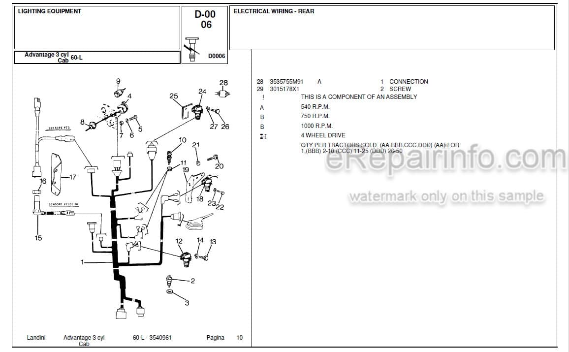 Photo 4 - Landini Advantage 60L Parts Catalog Tractor 3540961