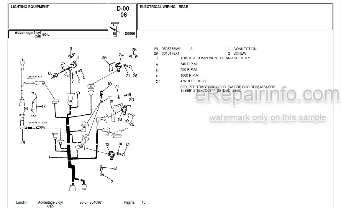 Photo 4 - Landini Advantage 60L Parts Catalog Tractor 3540961