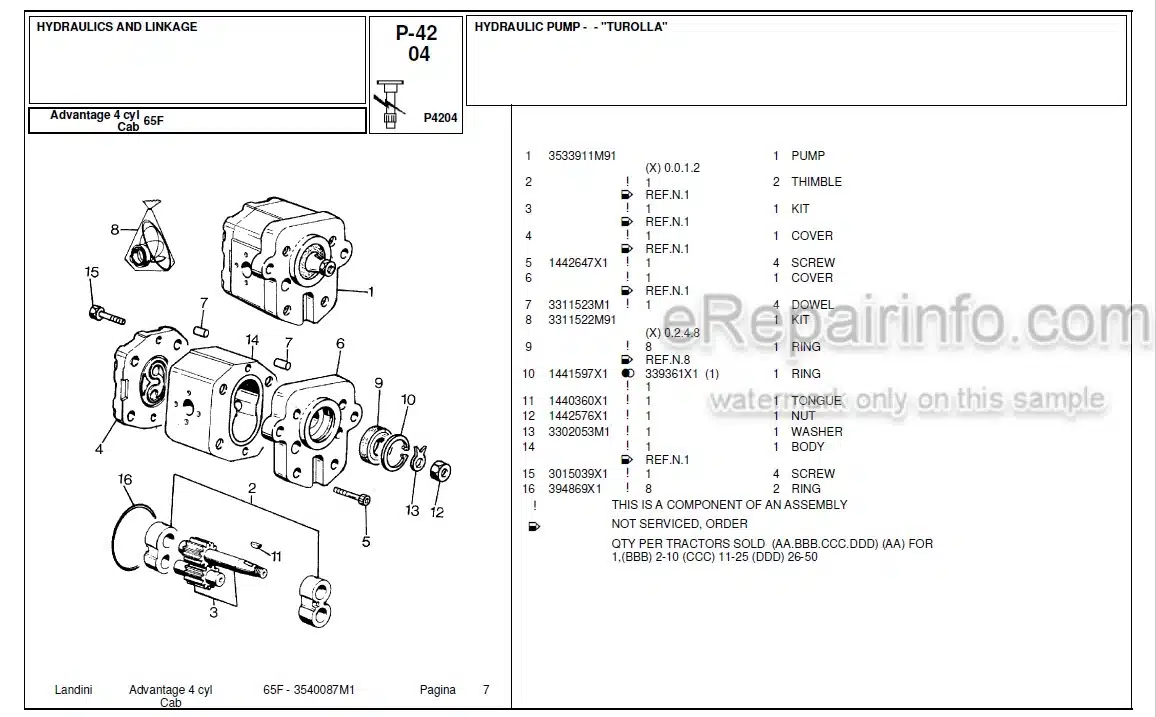 Photo 9 - Landini Advantage 65F Parts Catalog Tractor 3540087M1