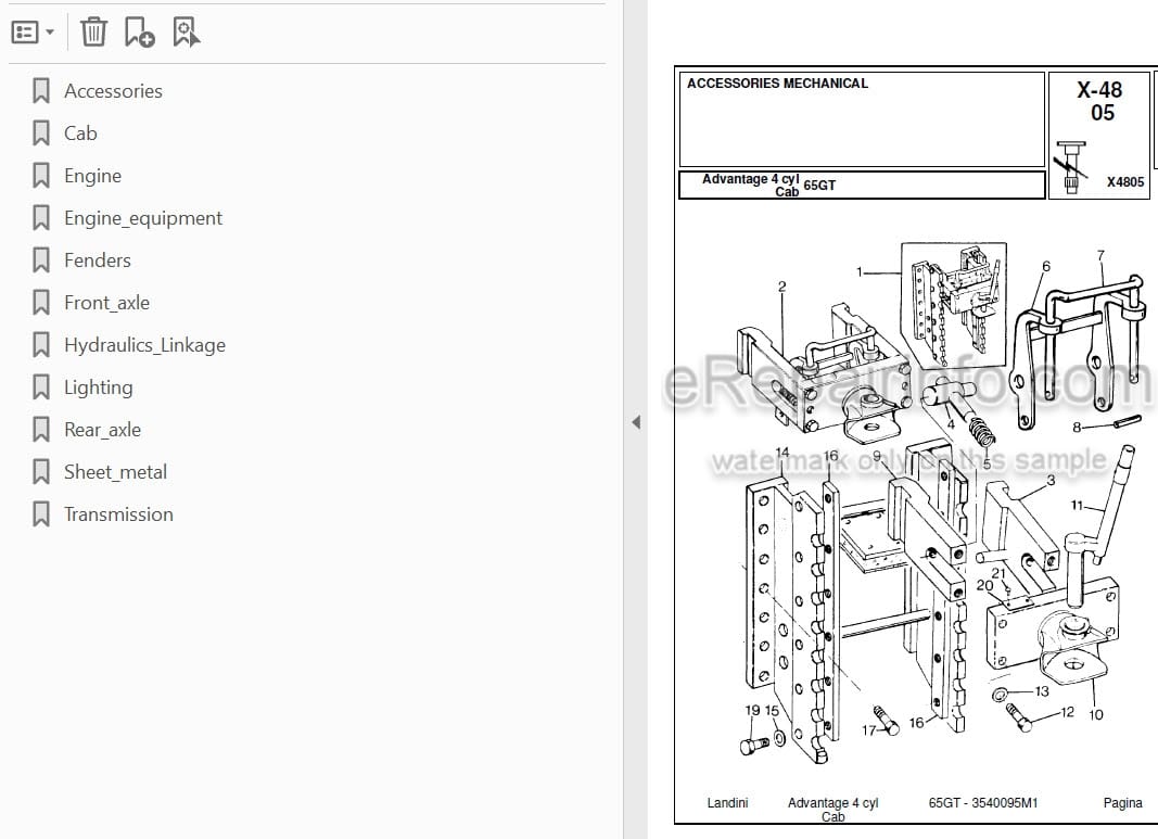 Photo 3 - Landini Advantage 65GT Parts Catalog Tractor 3540095M1