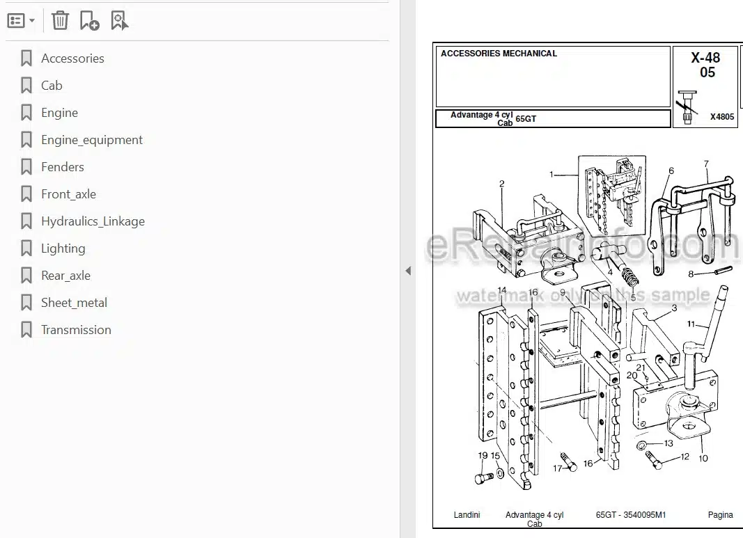 Photo 3 - Landini Advantage 65GT Parts Catalog Tractor 3540095M1