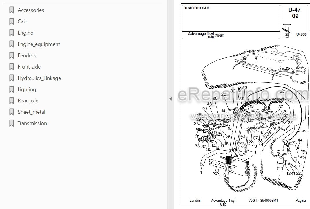 Photo 3 - Landini Advantage 75GT Parts Catalog Tractor 3540096M1