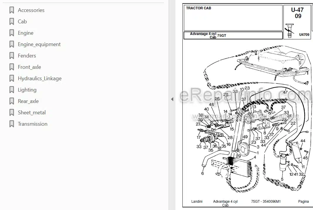 Photo 3 - Landini Advantage 75GT Parts Catalog Tractor 3540096M1