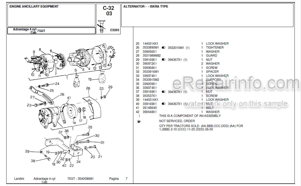 Photo 4 - Landini Advantage 75GT Parts Catalog Tractor 3540096M1