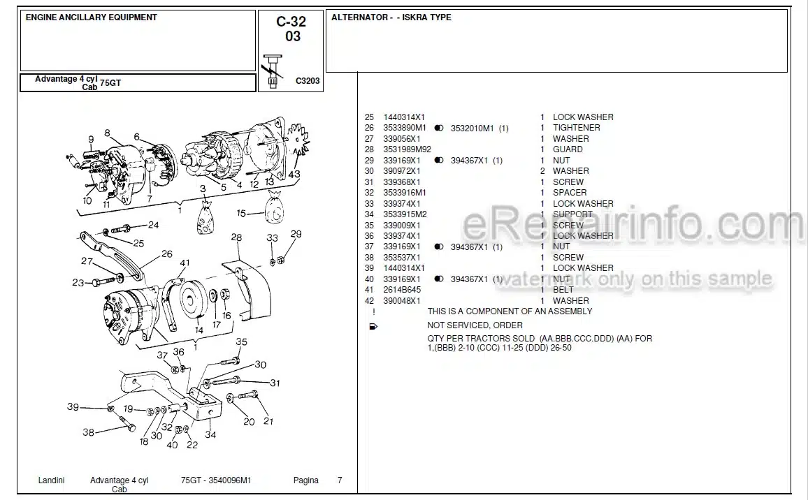 Photo 4 - Landini Advantage 75GT Parts Catalog Tractor 3540096M1