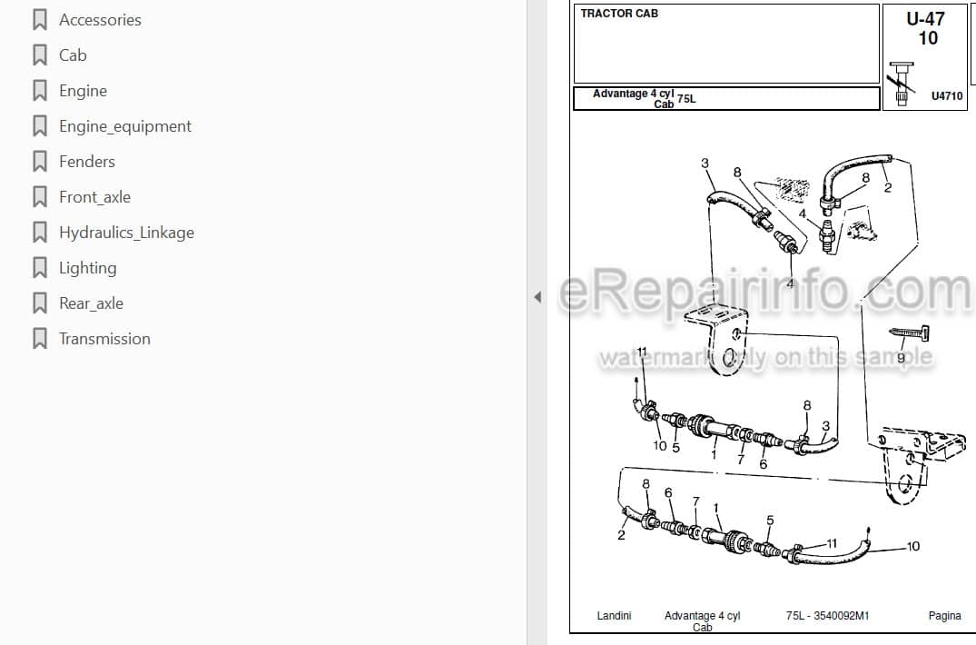 Photo 3 - Landini Advantage 75L Parts Catalog Tractor 3540092M1