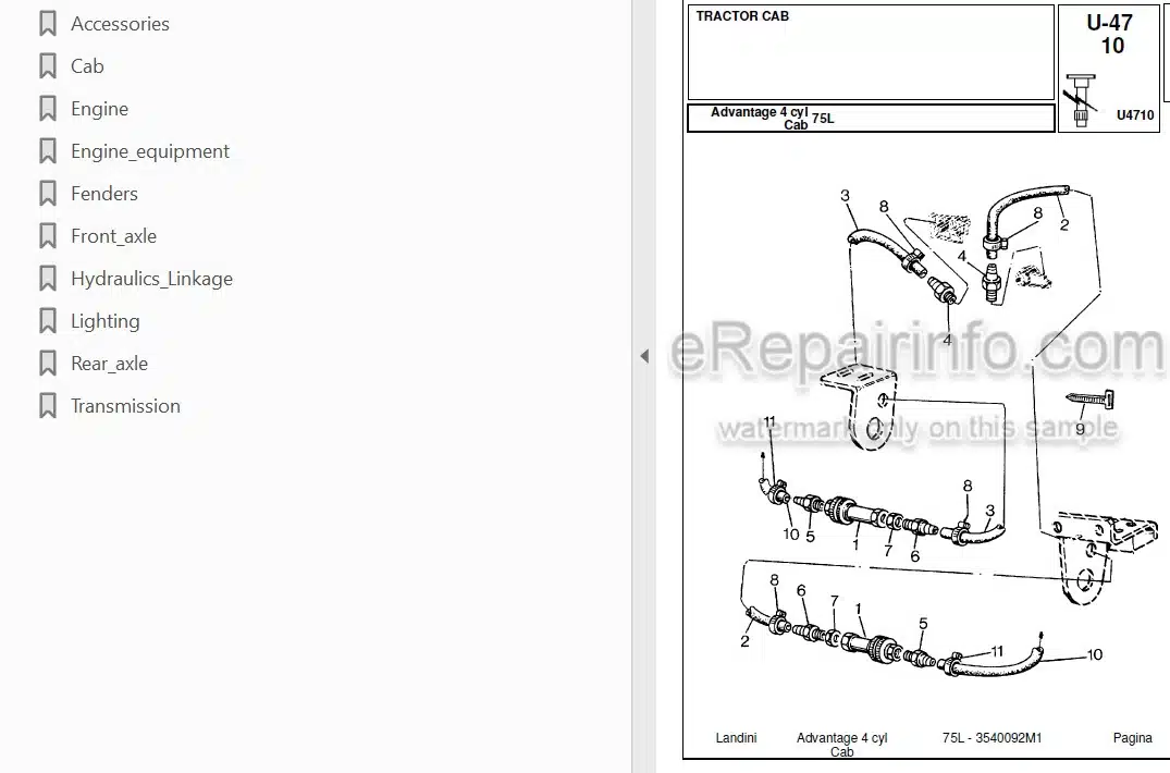 Photo 3 - Landini Advantage 75L Parts Catalog Tractor 3540092M1