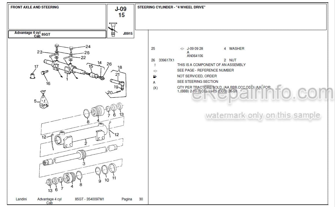 Photo 4 - Landini Advantage 85GT Parts Catalog Tractor 3540097M1