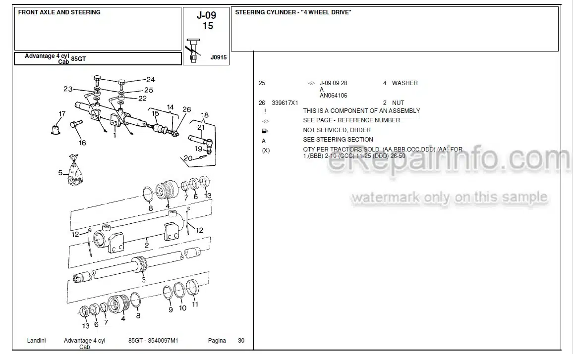 Photo 4 - Landini Advantage 85GT Parts Catalog Tractor 3540097M1