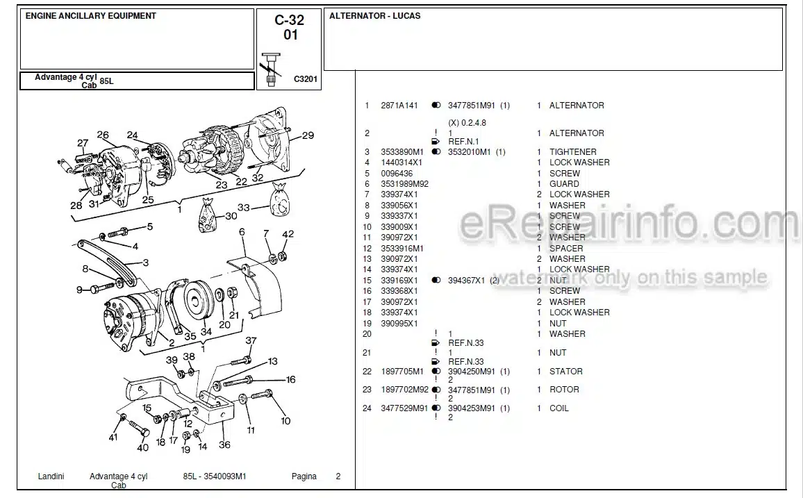 Photo 4 - Landini Advantage 85L Parts Catalog Tractor 3540093M1