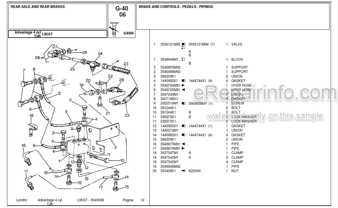 Photo 4 - Landini Advantage L95GT Parts Catalog Engine 3540095