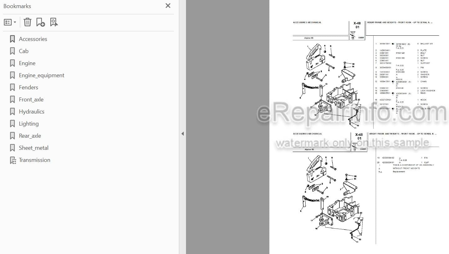 Photo 3 - Landini Alpine 65 Parts Catalog Tractor