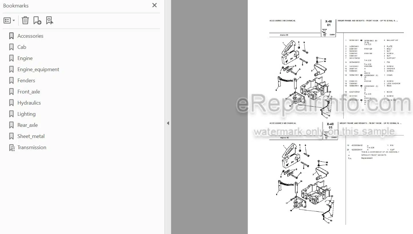 Photo 3 - Landini Alpine 65 Parts Catalog Tractor