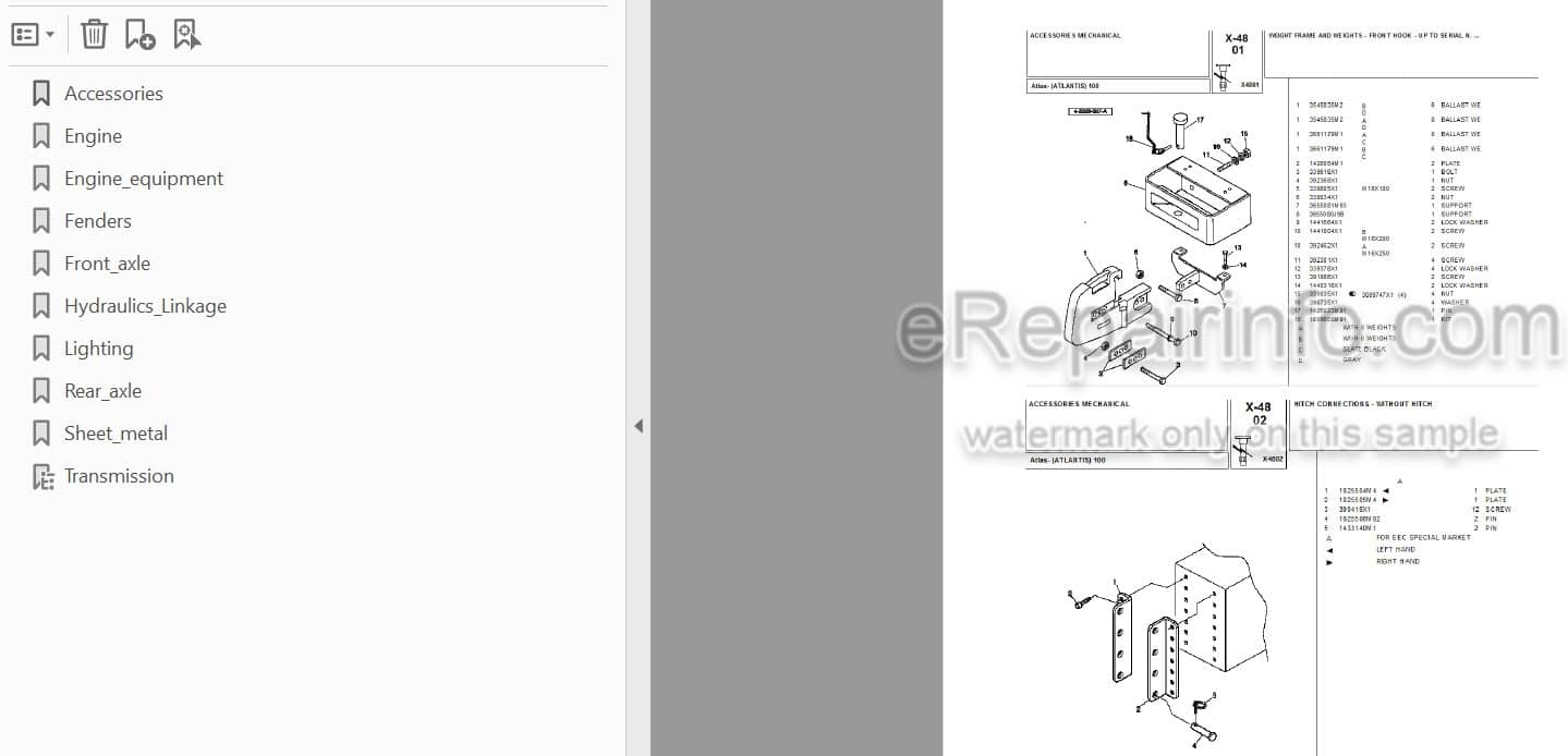 Photo 3 - Landini Atlas Atlantis 100 Parts Catalog Tractor