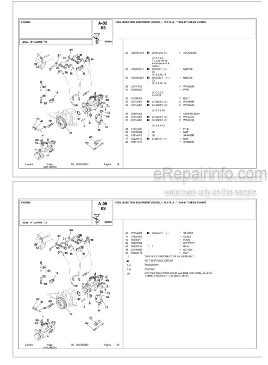Photo 6 - Landini Atlas Atlantis 70 Parts Catalog Tractor 3657053M2