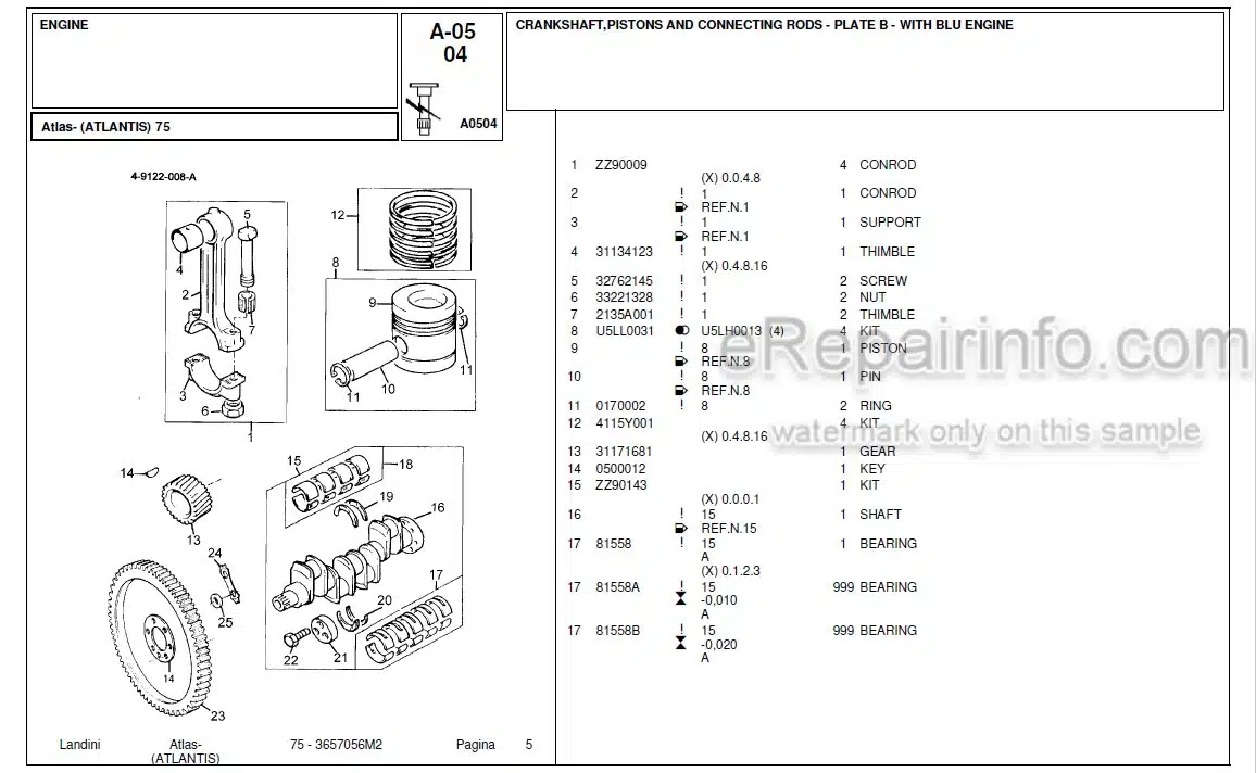 Photo 11 - Landini Atlas Atlantis 75 Parts Catalog Tractor 3657065M2